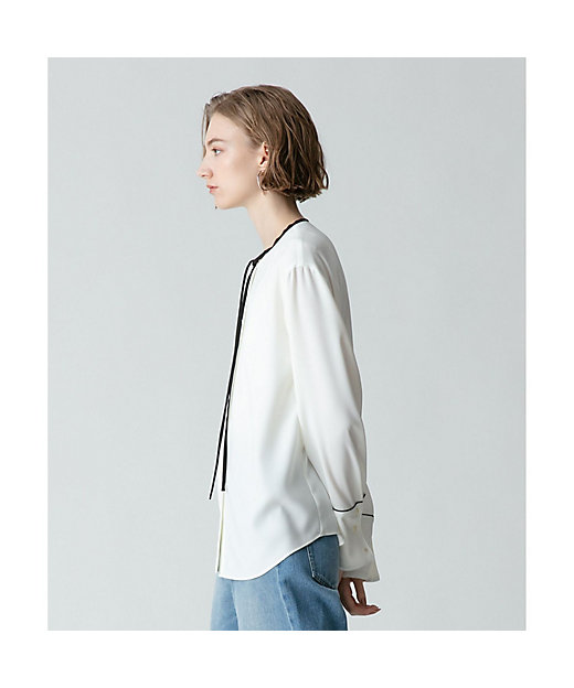 ジョーゼットホソパイピングブラウス | allureville (Women