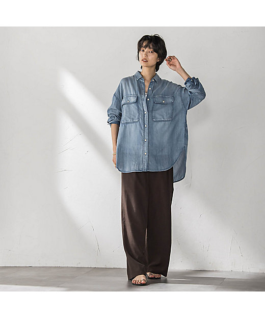 ナチュラルシアーデニムオーバーシャツ≪洗濯機で洗える≫ | MAYSON