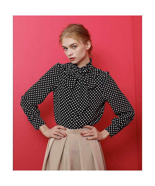 LOULOU WILLOUGHBY】◇デシンドットフリルボウタイ