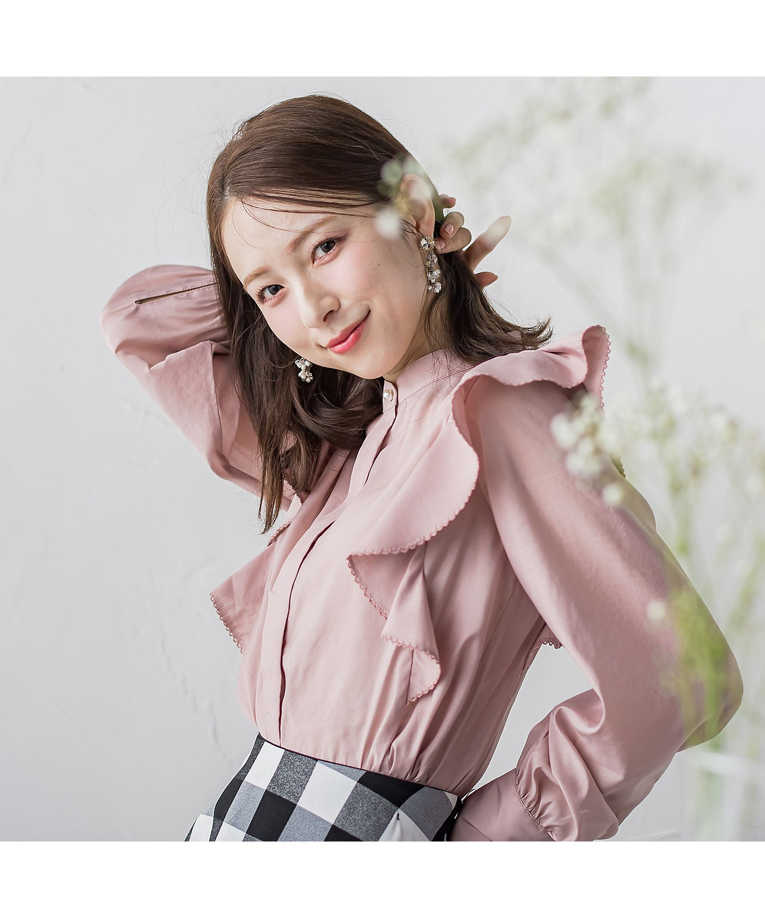 極美品 23区 R ウールトロストレッチフリルブラウス 38 極美品 23区 R