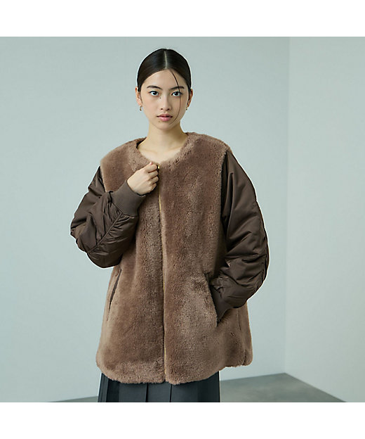 ボア切替ノーカラーミドルコート | VICKY（Women）/ビッキー | 三越