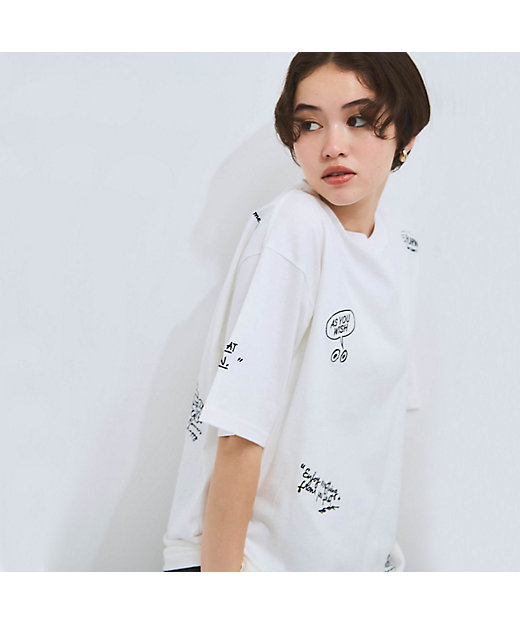 落書き刺繍Tシャツ≪洗濯機で洗える≫ | VICKY（Women）/ビッキー