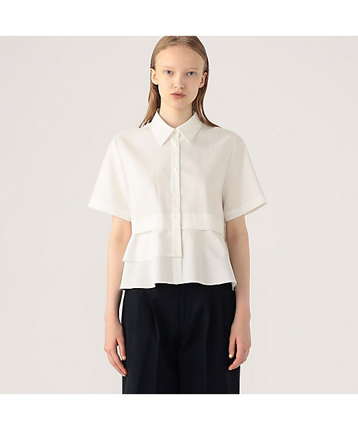 タイプライターダブルクロス アシンメトリックフリルシャツ | CABaN