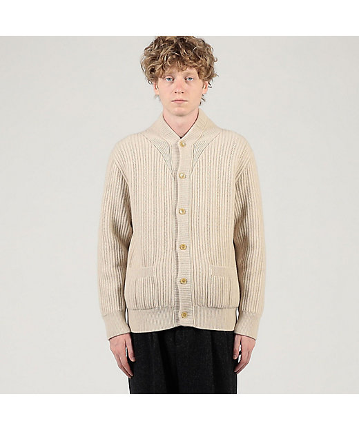 ウールカシミヤシルク リブVネックカーディガン | TOMORROWLAND (Men