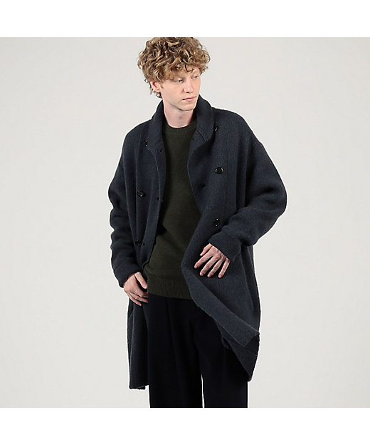 ウールカシミヤシルク ダブルブレステッド ニットコート
