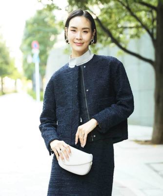 <美品> BOGLIOLI / HAMPTONモノトーン ツイードジャケット46 セール】 《通勤・セレモニー対応》コットンツイードミドルジャケット