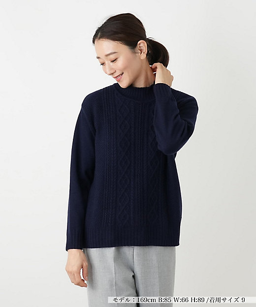 カシミヤケーブル編みハイネックニット | Leilian (Women)/レリアン
