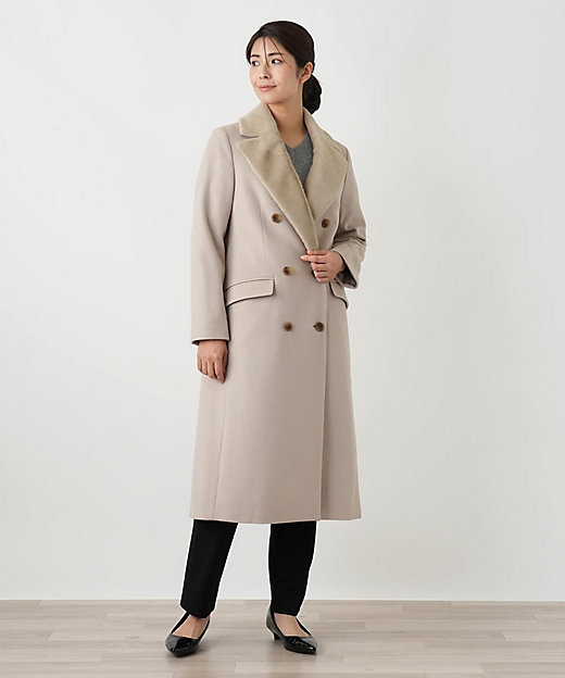 フェイクファー切替ダブルブレストコート | BOURGE (Women)/ブールジュ