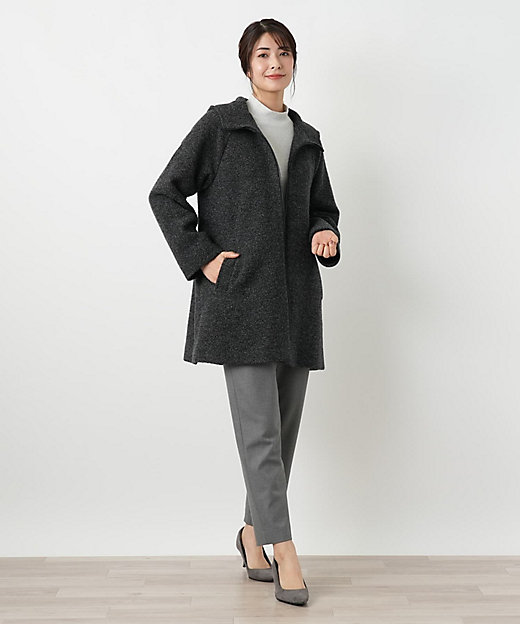 ツイードフーデッドコート【Leilian WHITE LABEL