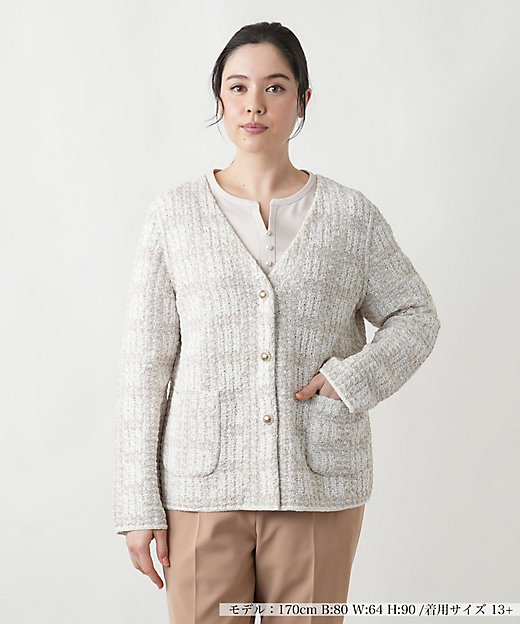 店舗人気】Vネックニットジャケット | Leilian plus house (Women