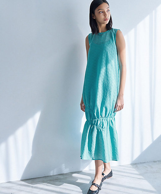 シアージャカードギャザーヘムワンピース | LANVIN en Bleu (Women