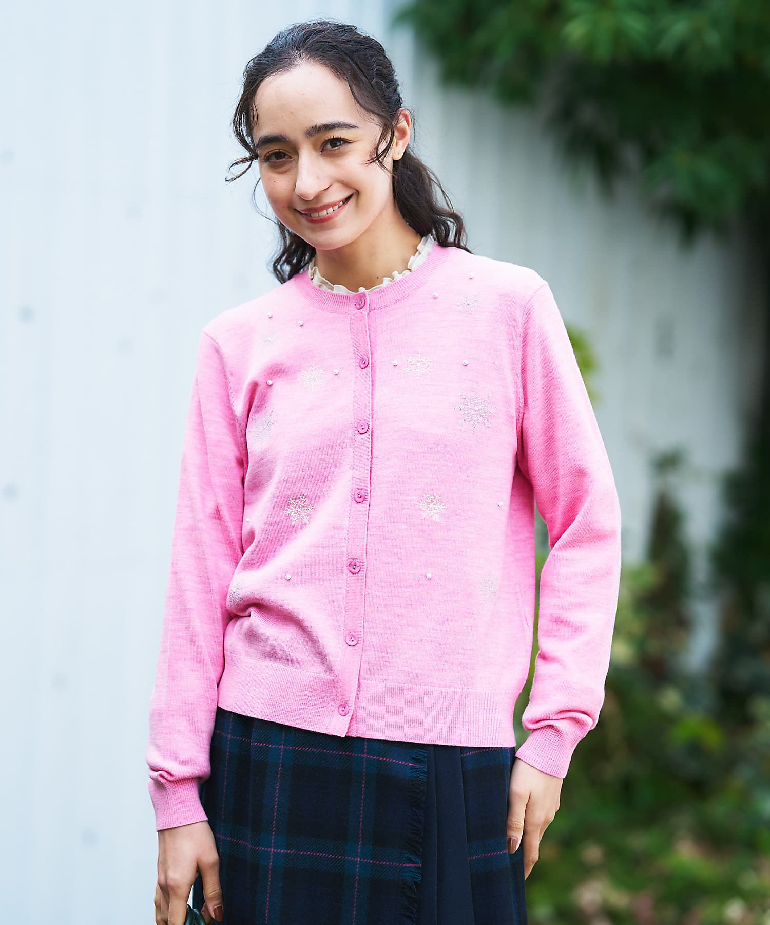 質感のいい】雪柄ニットカーディガン【ZEGNA BARUFFA