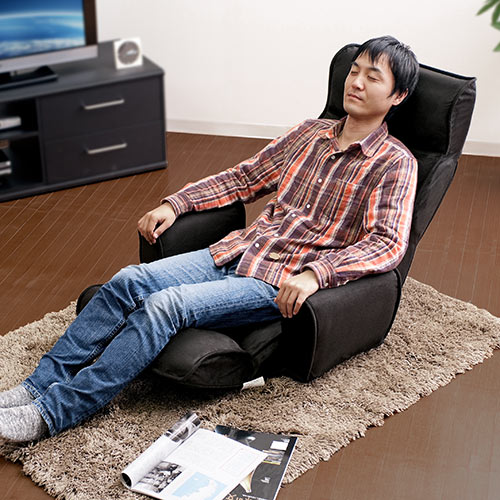 肘掛け付き ハイバック座椅子 サイドポケット付き マイクロファイバー