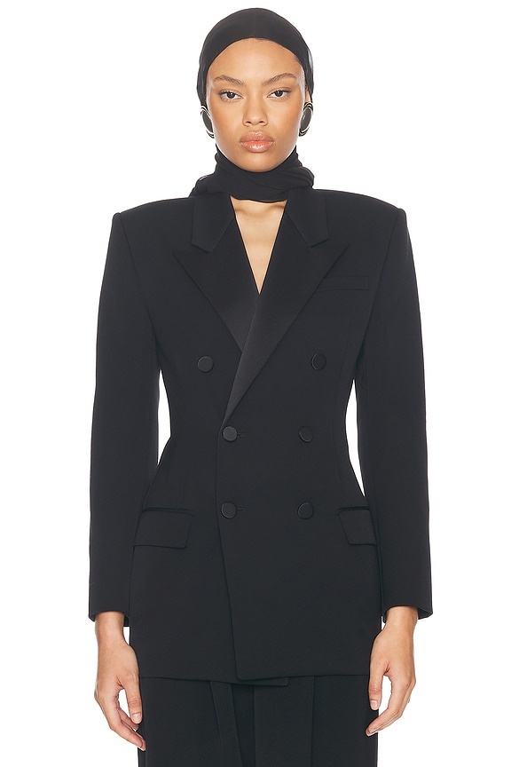 Chloe Wool Gabardine Cropped Blazer in Black | FWRD
