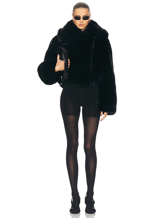 Acne Studios Ofox Fluffy Faux Fur Jacket in Black | FWRD