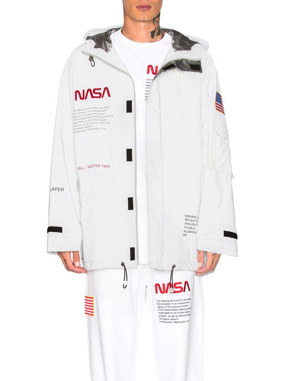 Heron Preston NASA High Tech Parka in White & Orange | FWRD