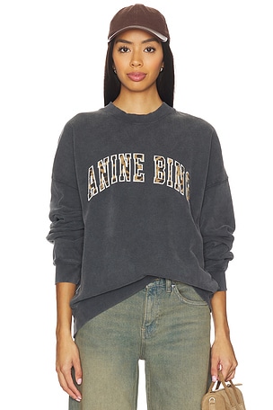 ANINE BING Miles Sweatshirt Anine Bing Leopard in Washed Black