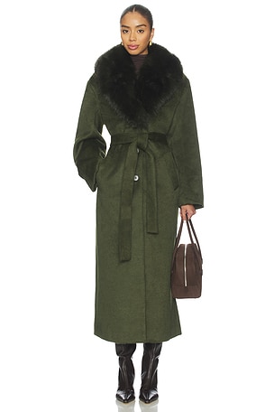 OW Collection New York Faux Fur Jacket in Mellow Green | REVOLVE