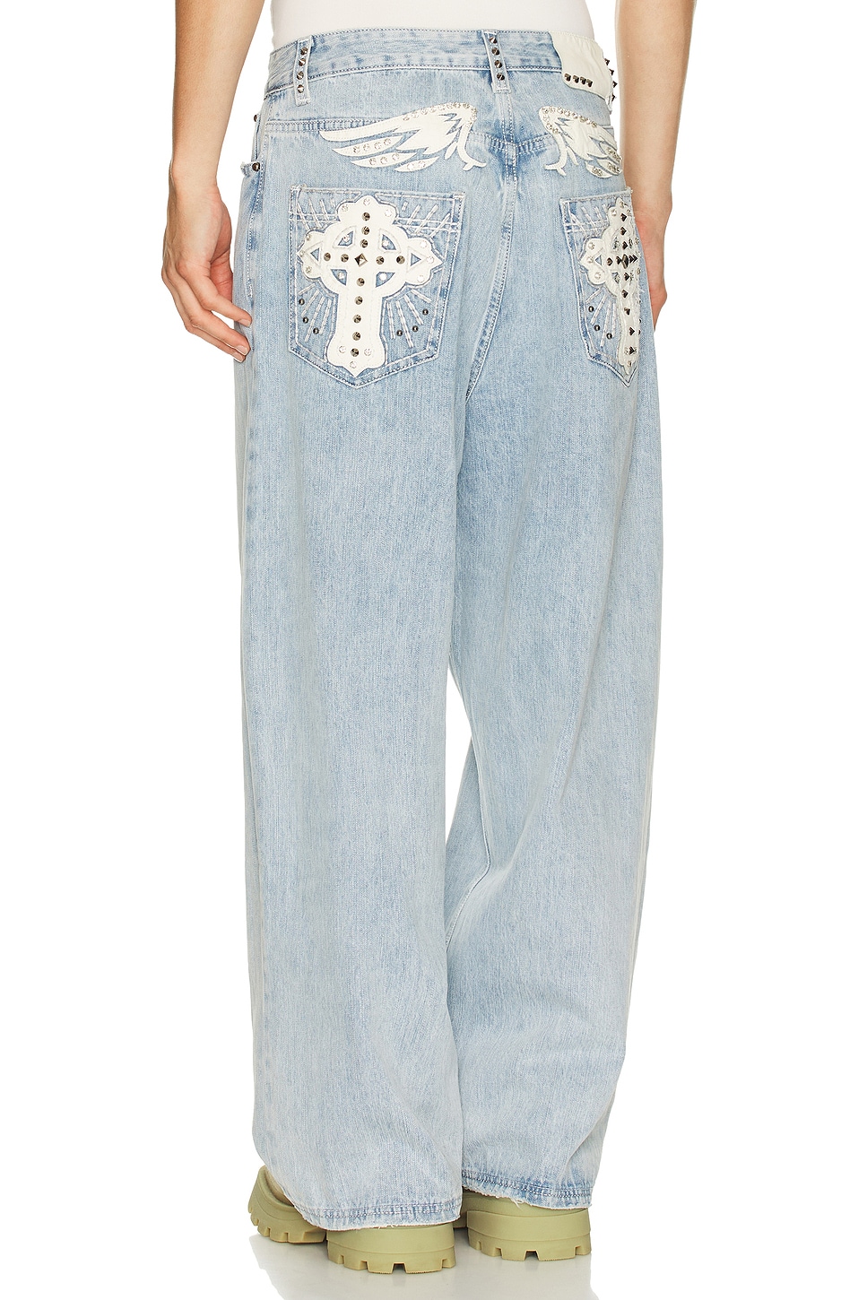 Jaded London Applique Cross XL Colossus Jeans in Blue | REVOLVE