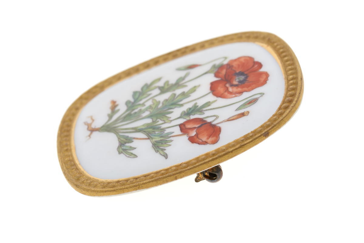 ロイヤルコペンハーゲン デンマーク ゴールド SILVER925 陶器 ブローチ