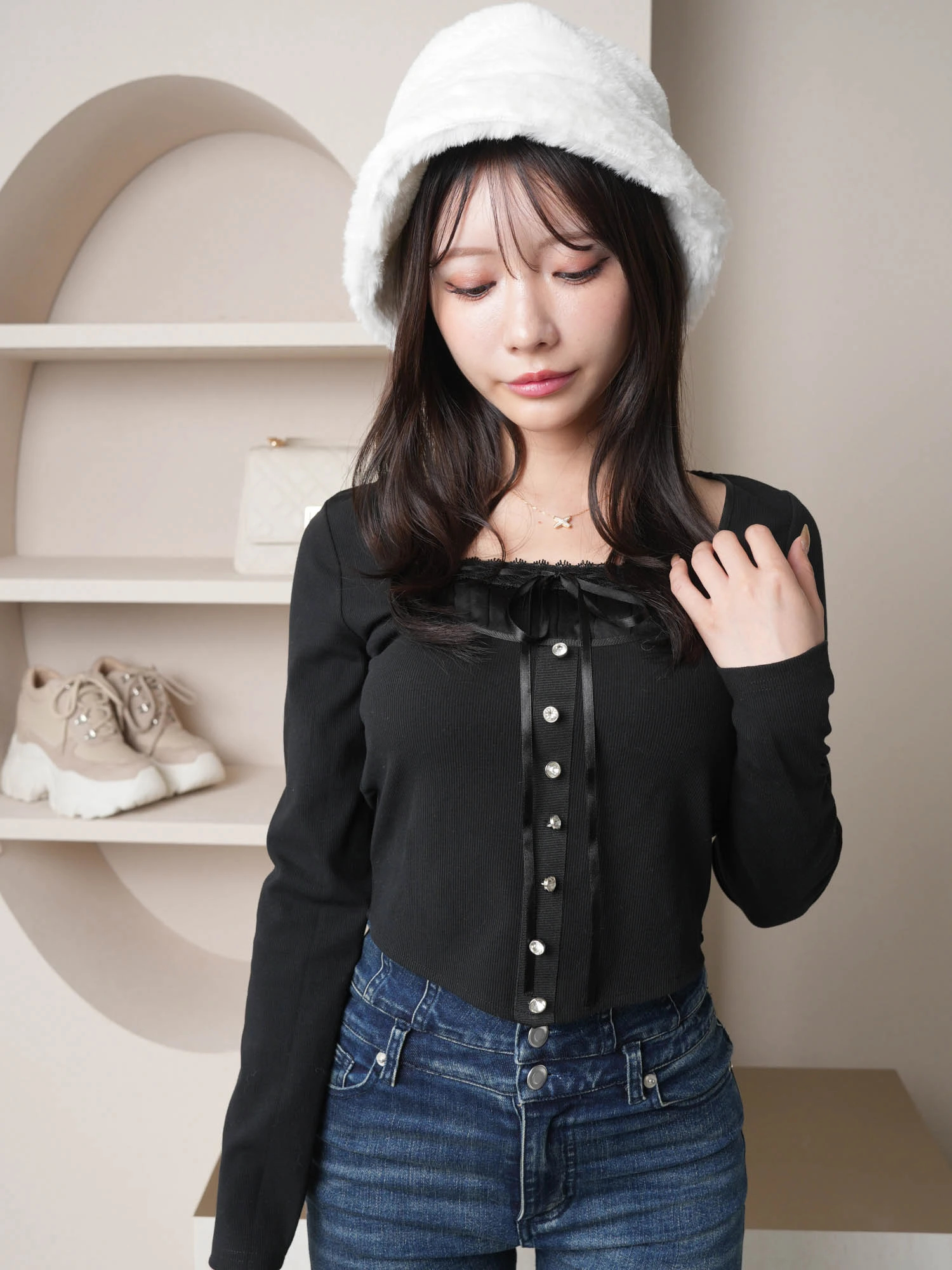 LIP SERVICE（リップサービス）｜ リボンレースレイヤードトップス