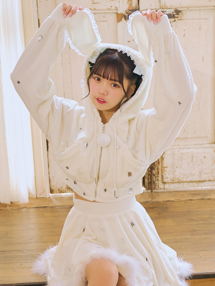 うさちゃんビジューパーカー - Ank Rouge(アンクルージュ)のパーカ