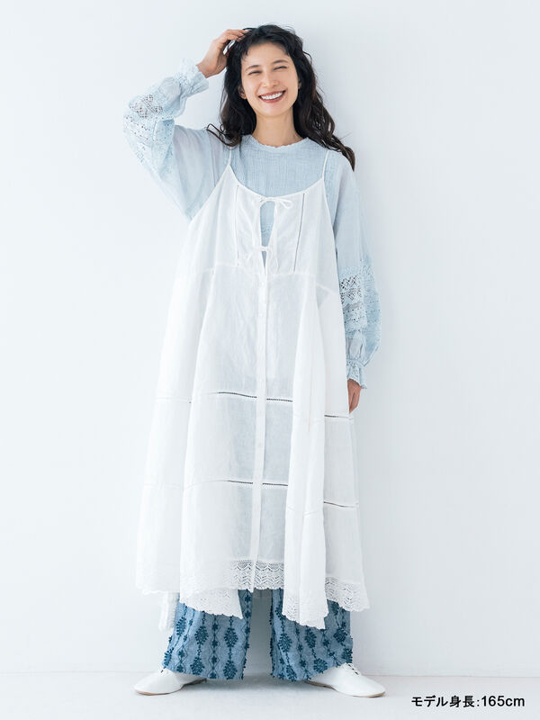 kazumi×Samansa Mos2】3D刺繍パンツ（オフホワイト/ブラック/ベージュ