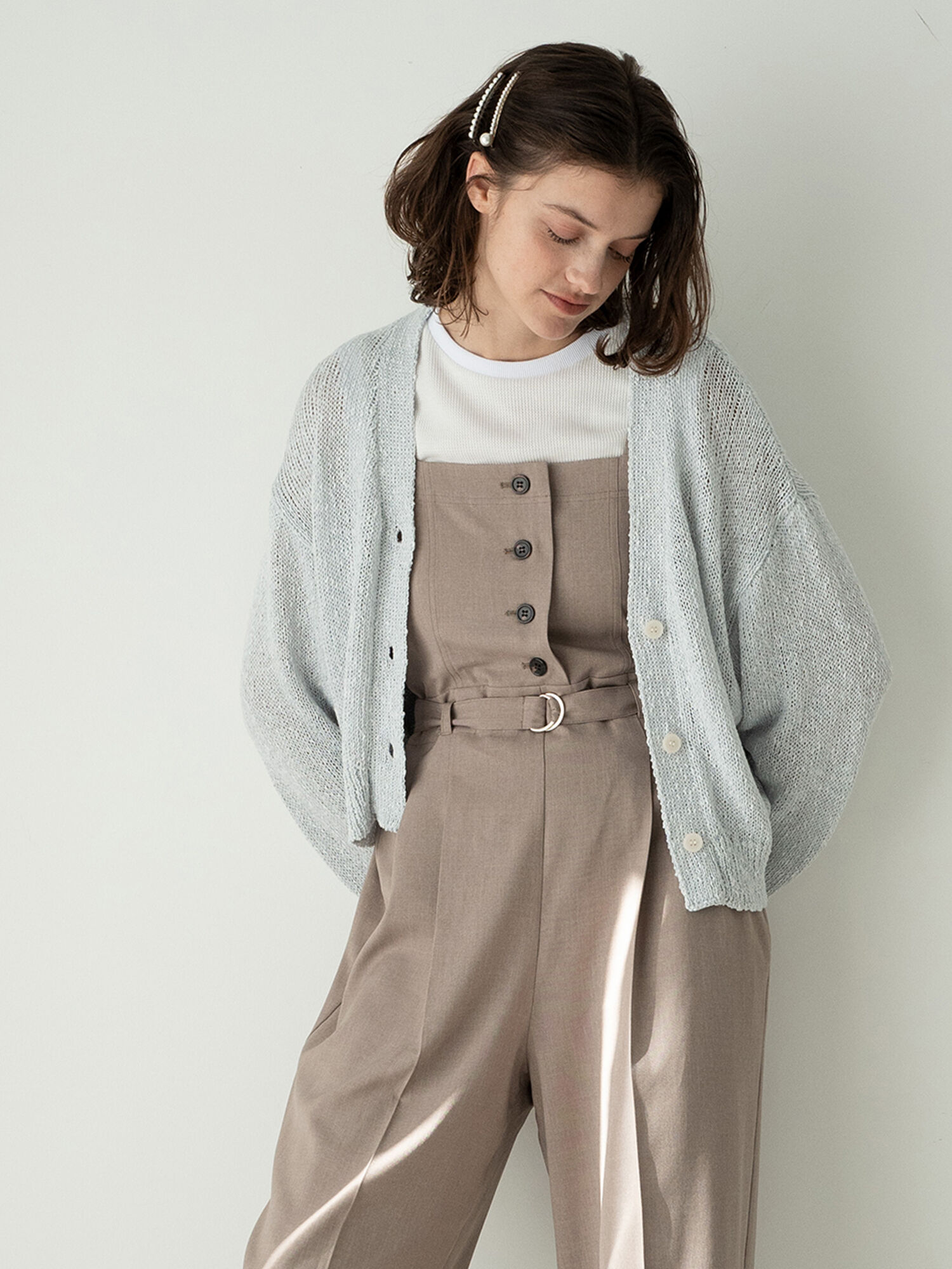 セール】 スラブクロップドVネックカーディガン《2025spring catalog