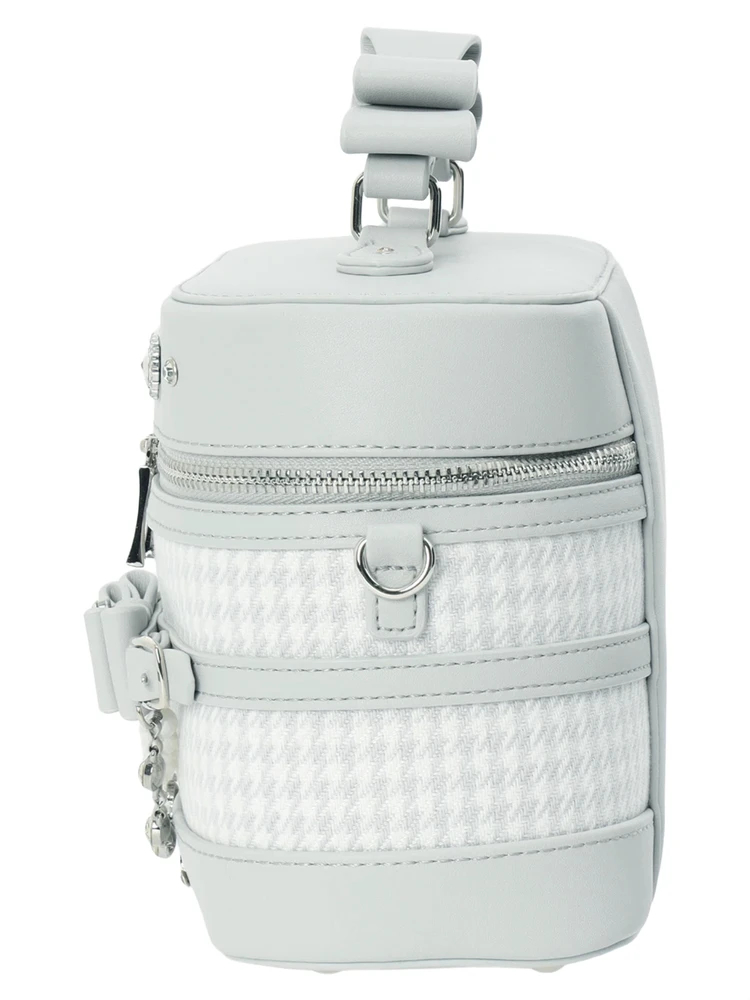 千鳥柄リボンビジューバニティバッグ（ショルダーバッグ｜ピンク