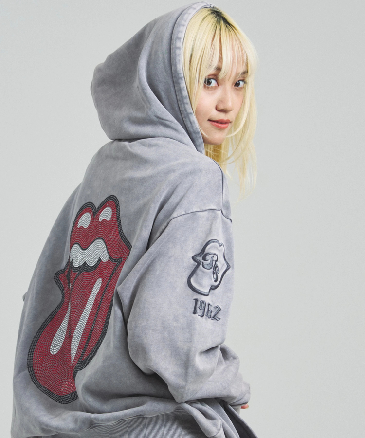 The Rolling Stones×JACKROSE】 Lips&Tongue ラインストーンZIP