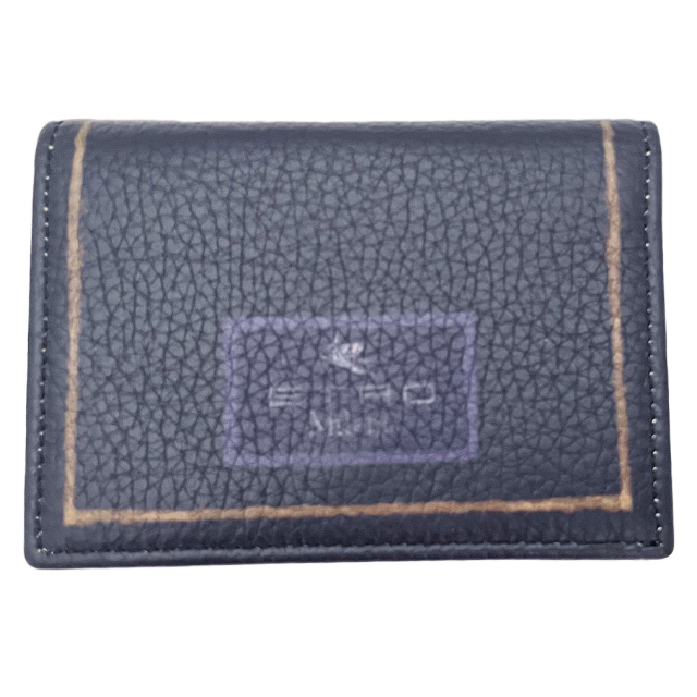 エトロ メンズ レザー名刺入れ カードケース ネイビー ETRO