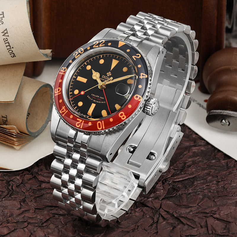 IXDAO 6542 Vintage 38MM NH34 GMT 904L Automatic Dive Watch White