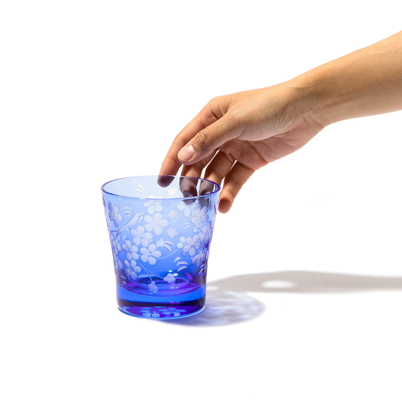 江戸切子 オールドグラス｜桜 - 花切子- ｜青藍｜山田硝子