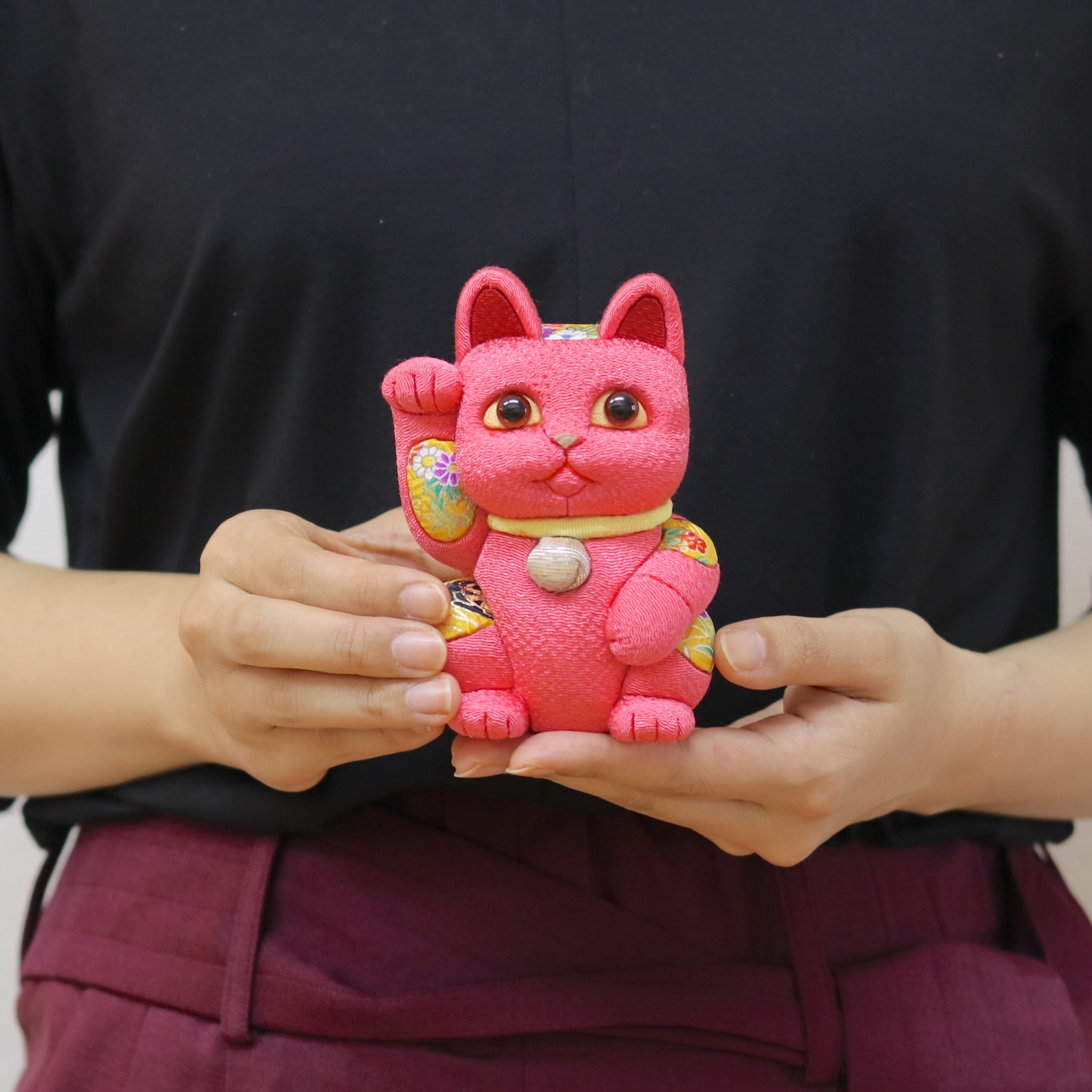 招き猫 | 江戸木目込み 招き猫 風水(中) | 桃色 | 柿沼人形