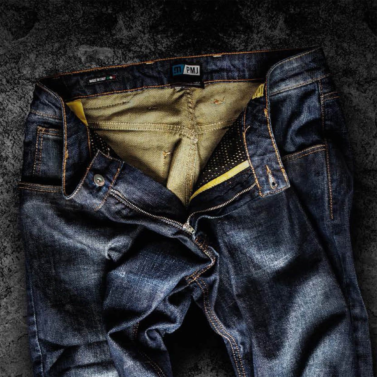 試着無料】PMJ デウス - バイク パンツ デニム カジュアル 細身