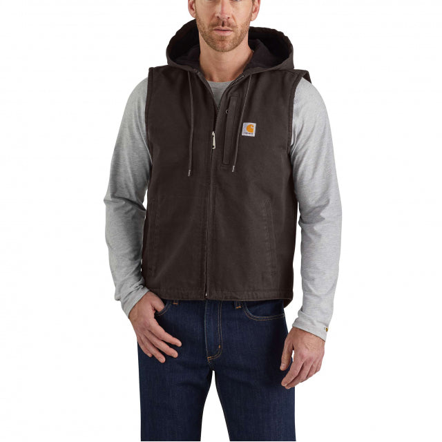 Carhartt Men's Relaxed Fit Washed Duck Fleece-lined Hooded Vest
