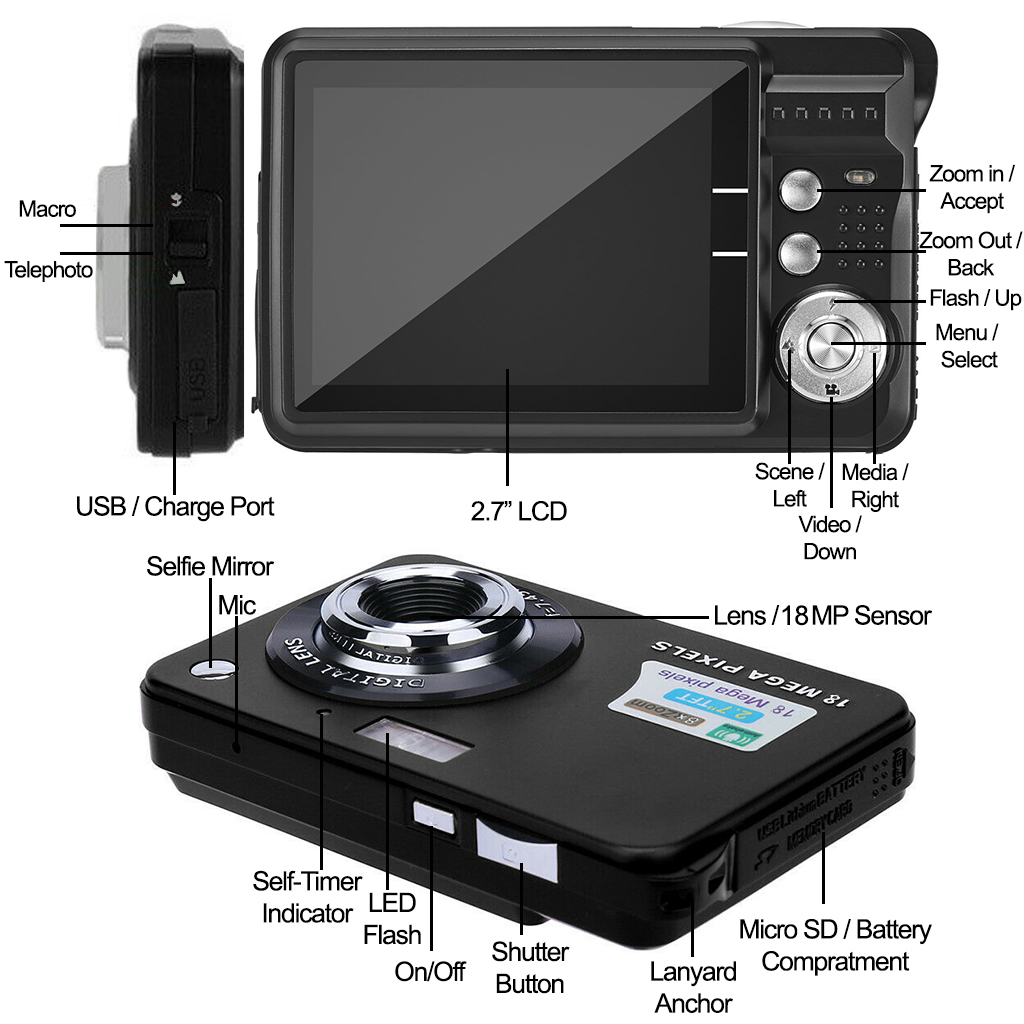 New 18MP 8X digital zoom Megapixel Digital Camera with 2.7