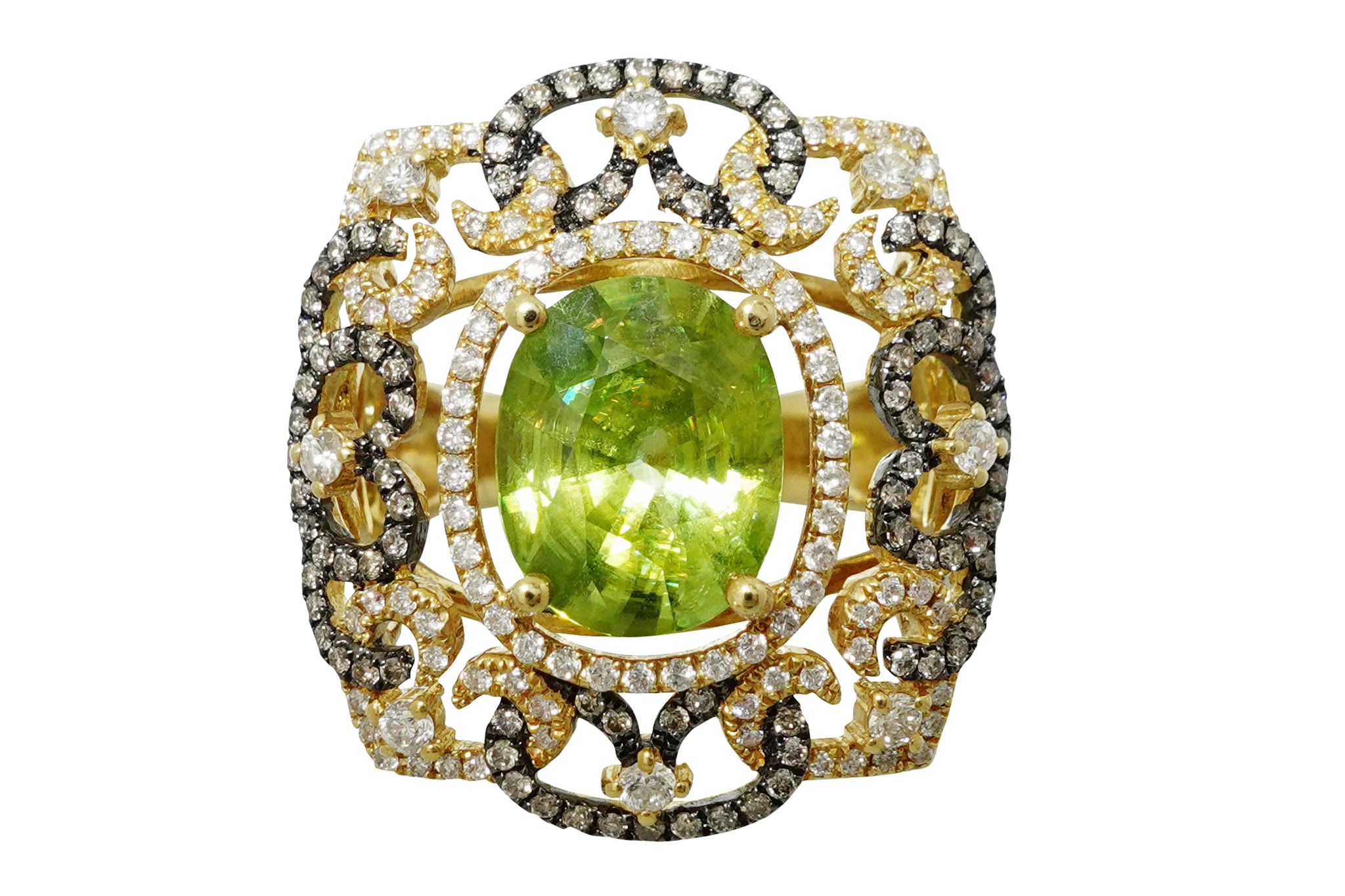 Sphene K18/ブラックロジウム スフェーン ダイヤモンドリング (NO