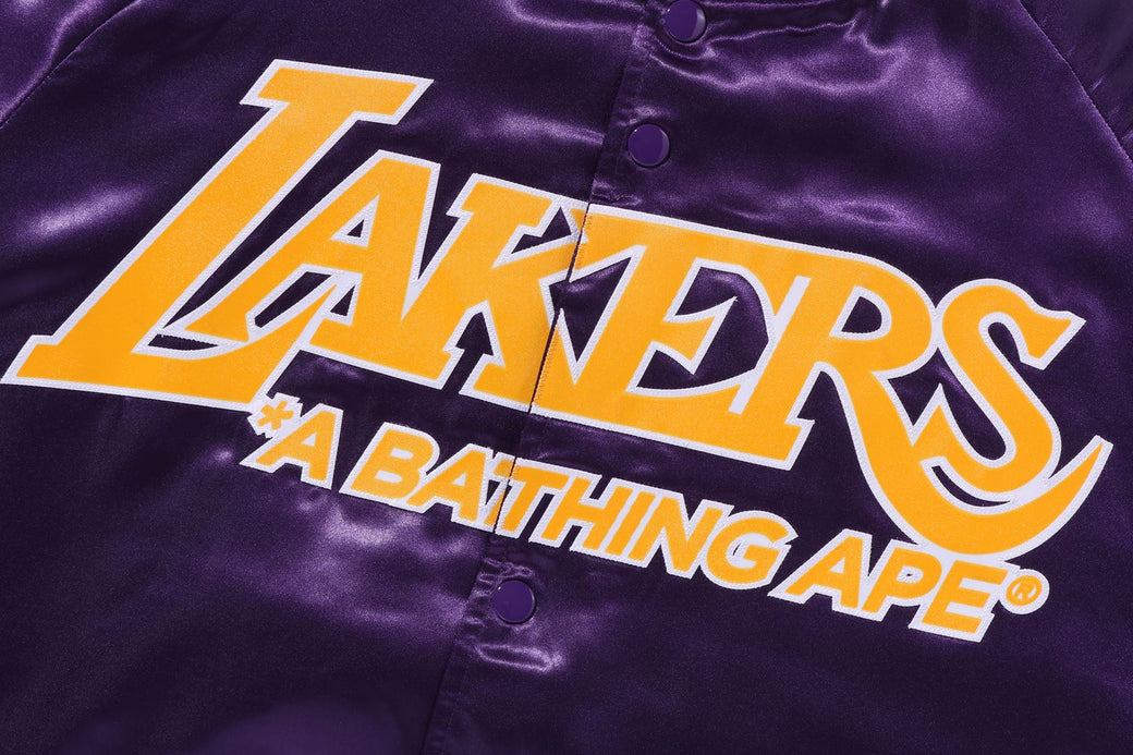 BAPE X M&N NBA 】LOS ANGELES LAKERS SATIN JACKET | bape.com