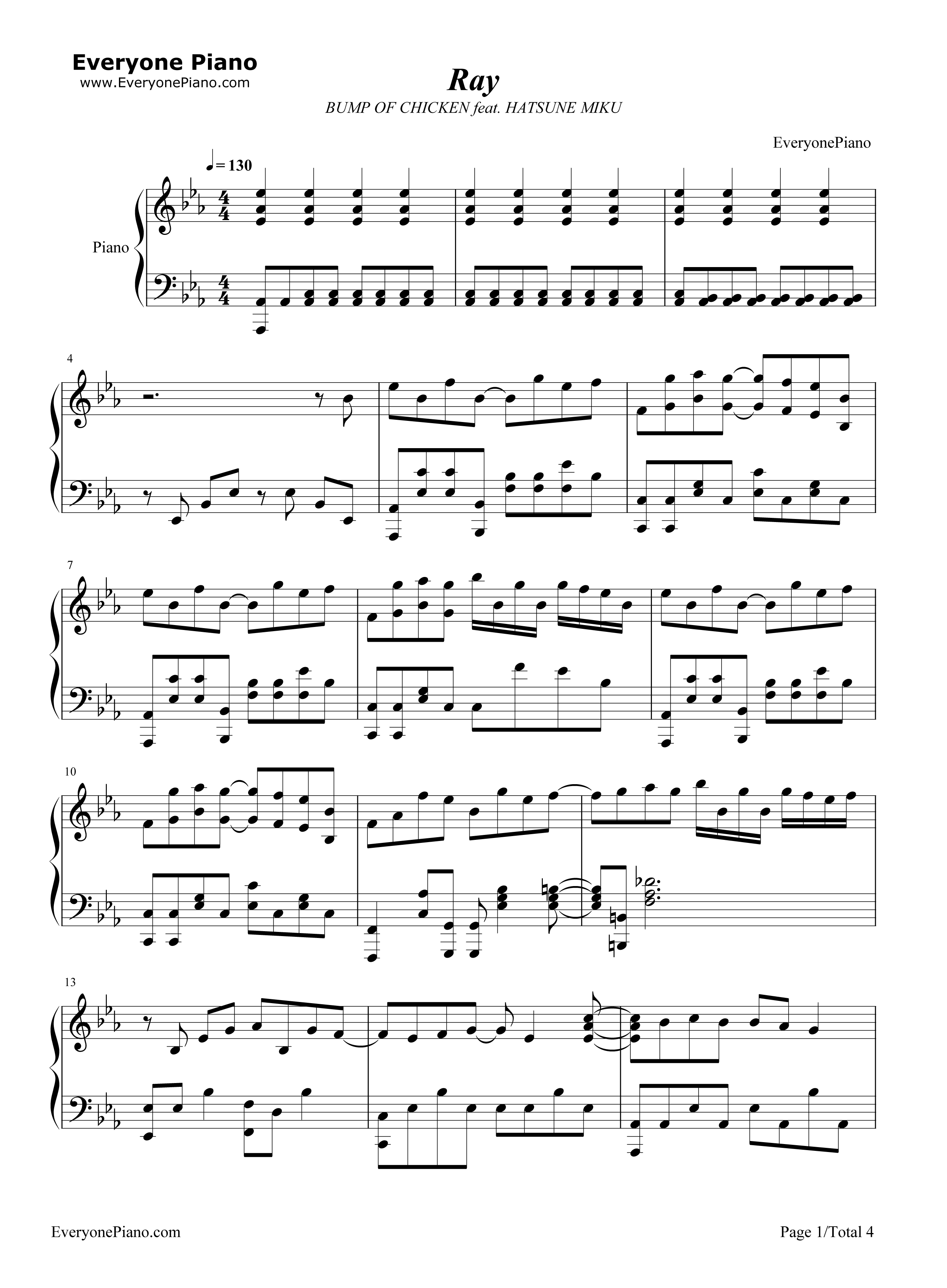 ray-BUMP OF CHICKEN feat. HATSUNE MIKU五線譜プレビュー-EOP