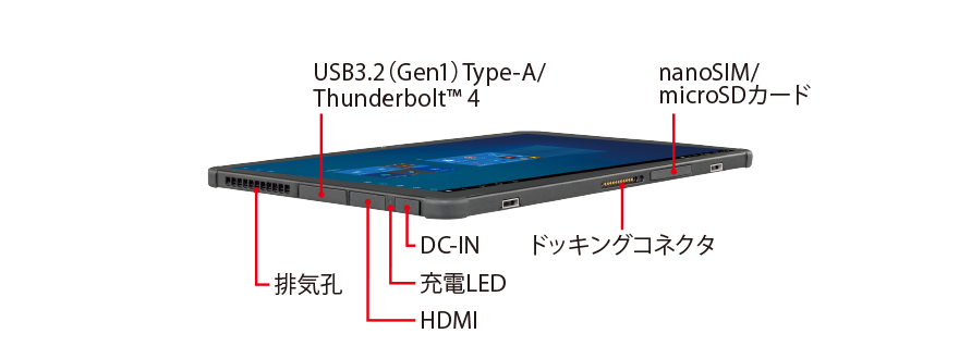 富士通 防水タブレット ARROWS Tab Q7311/FB 各部名称/外観 - FMWORLD