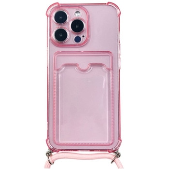 IPH-007PK iPhone 13 Pro対応 クリア(ピンク)ケース/ロングストラップ