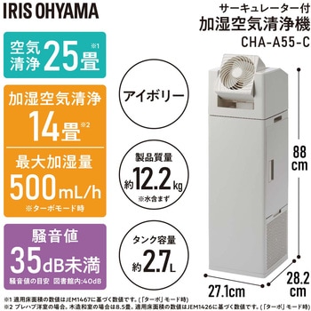 CHA-A55-C サーキュレーター付き加湿空気清浄機 アイリスオーヤマ 寸法