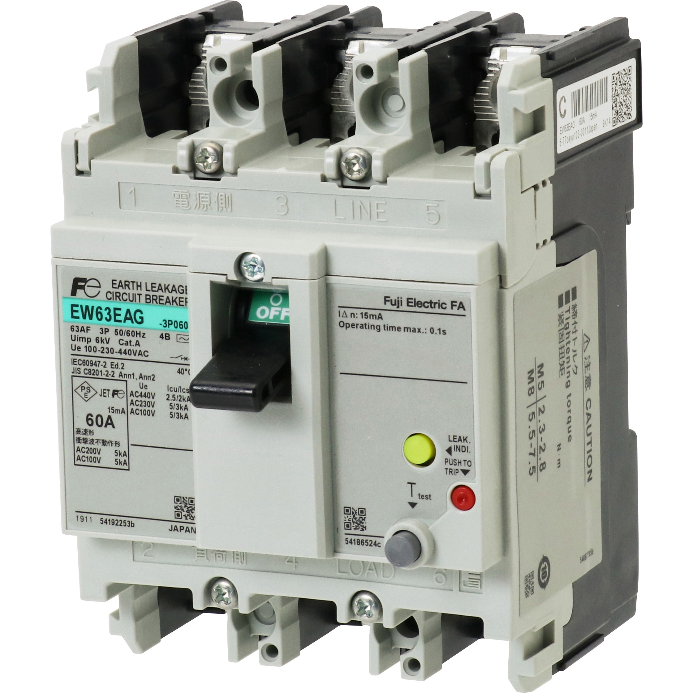 EW63EAG-3P060A4B 一般配線用漏電遮断器 G-TWINシリーズ スタンダード