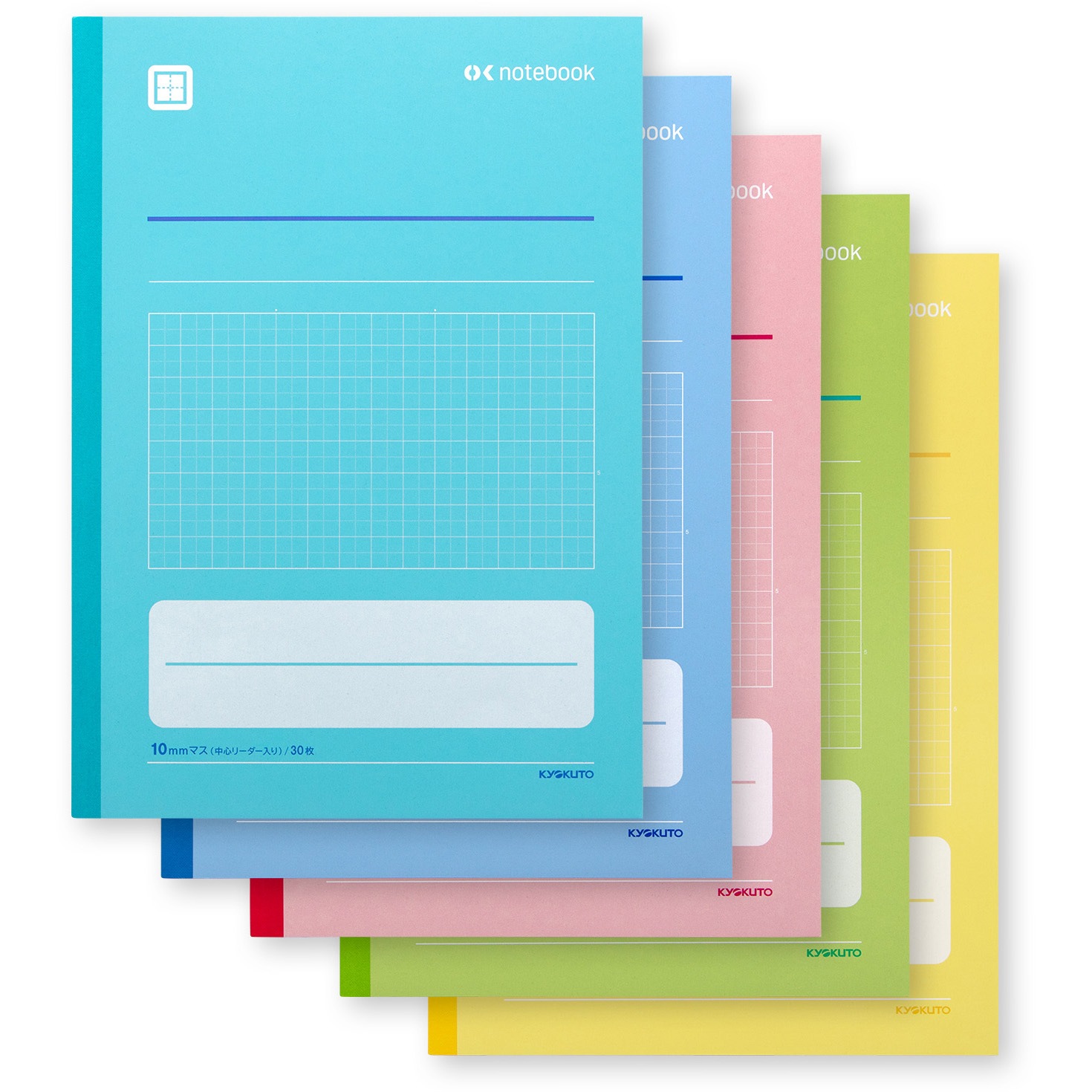 LGU10G05 中学受験OKノート 5冊組 日本ノート 枚数30枚 色分け丸シール