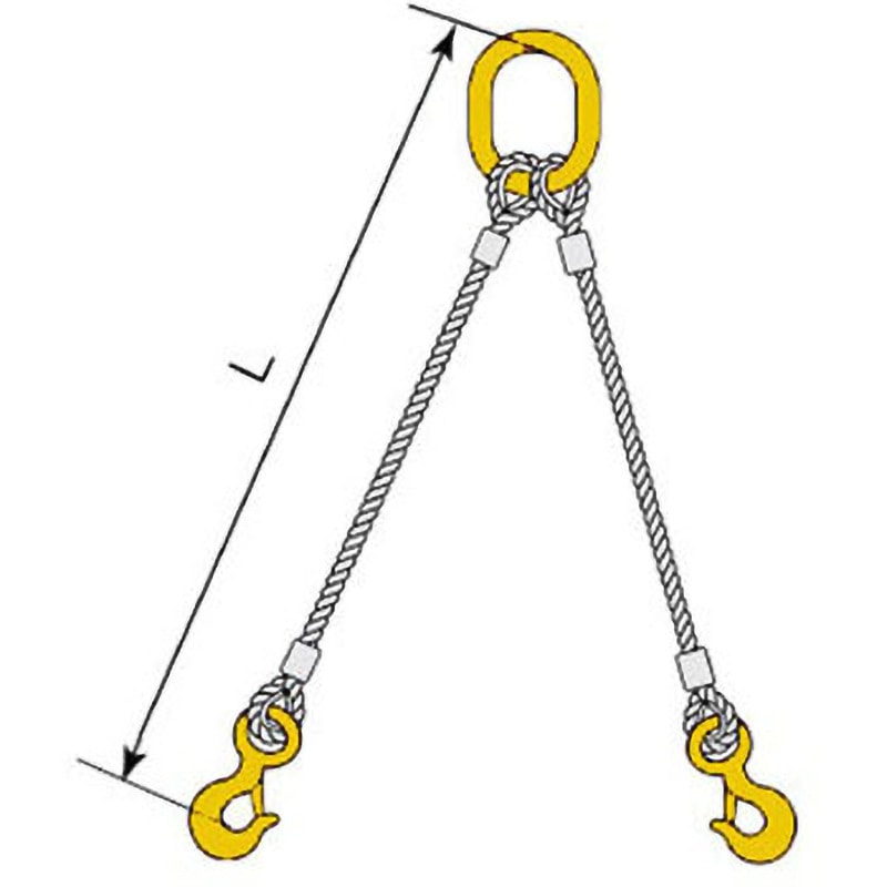 18MM x 2.5M キトー金物付JIS ロック止ワイヤ 2点吊 HTL スリング