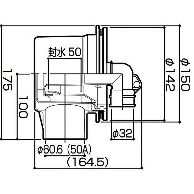 BT-Y 洗濯機防水パン 排水トラップ 樹脂製タイプ SPG(サヌキ
