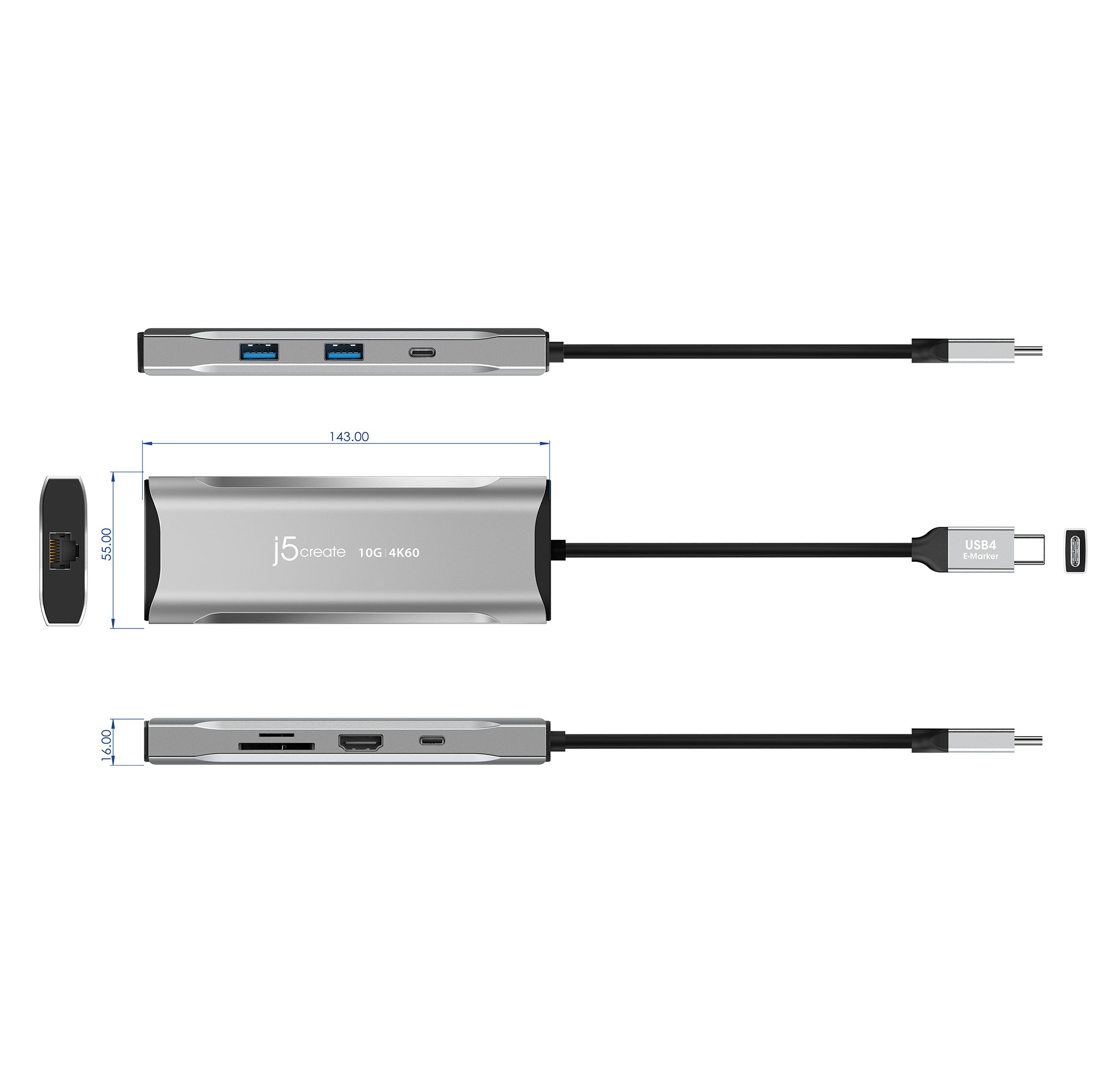 JCD393 USB3.2 Gen2 4K60 9in1マルチアダプター – new-jp-j5create