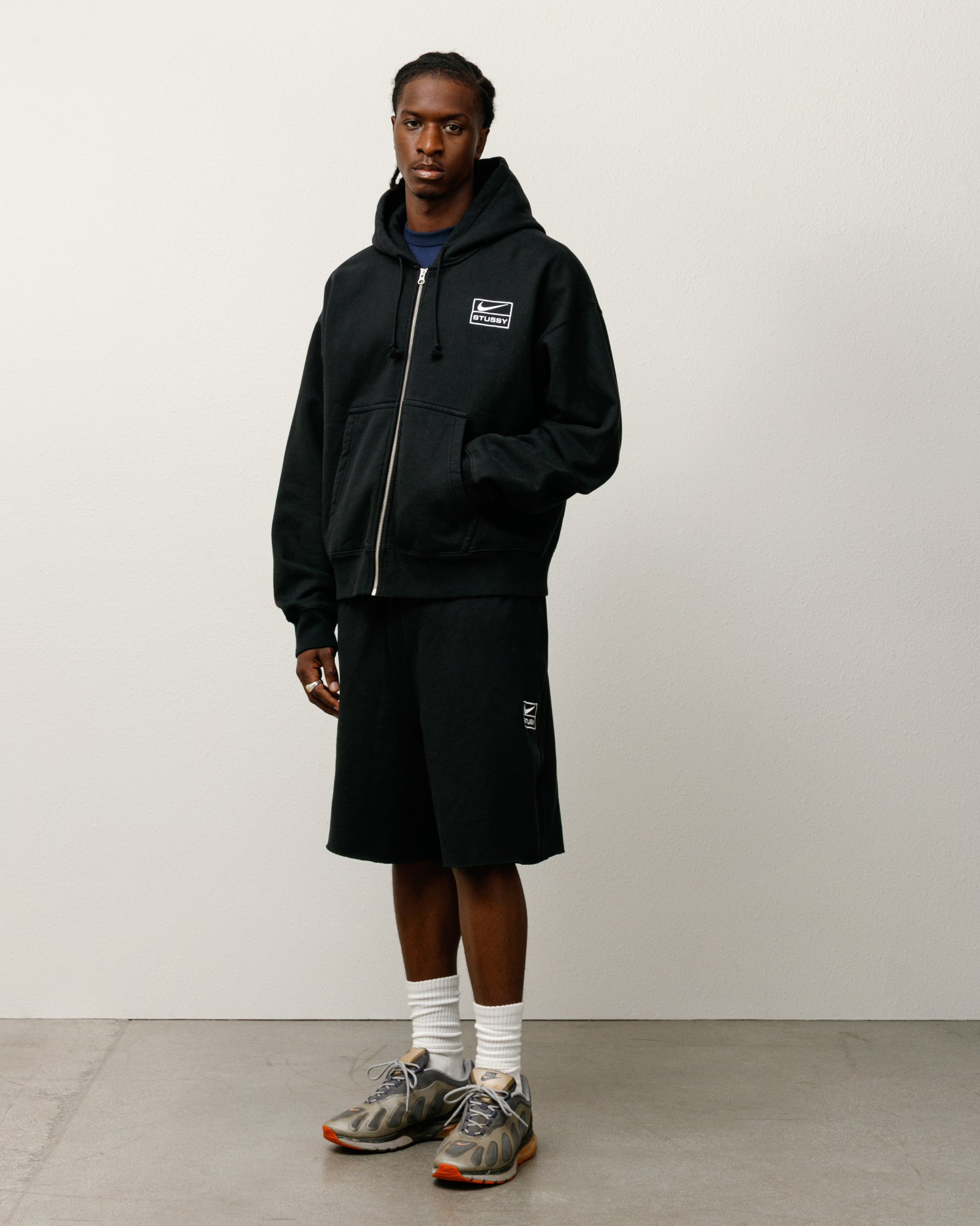 Stüssy & Nike Stone Washed Fleece Zip Hoodie – Black | Sweats