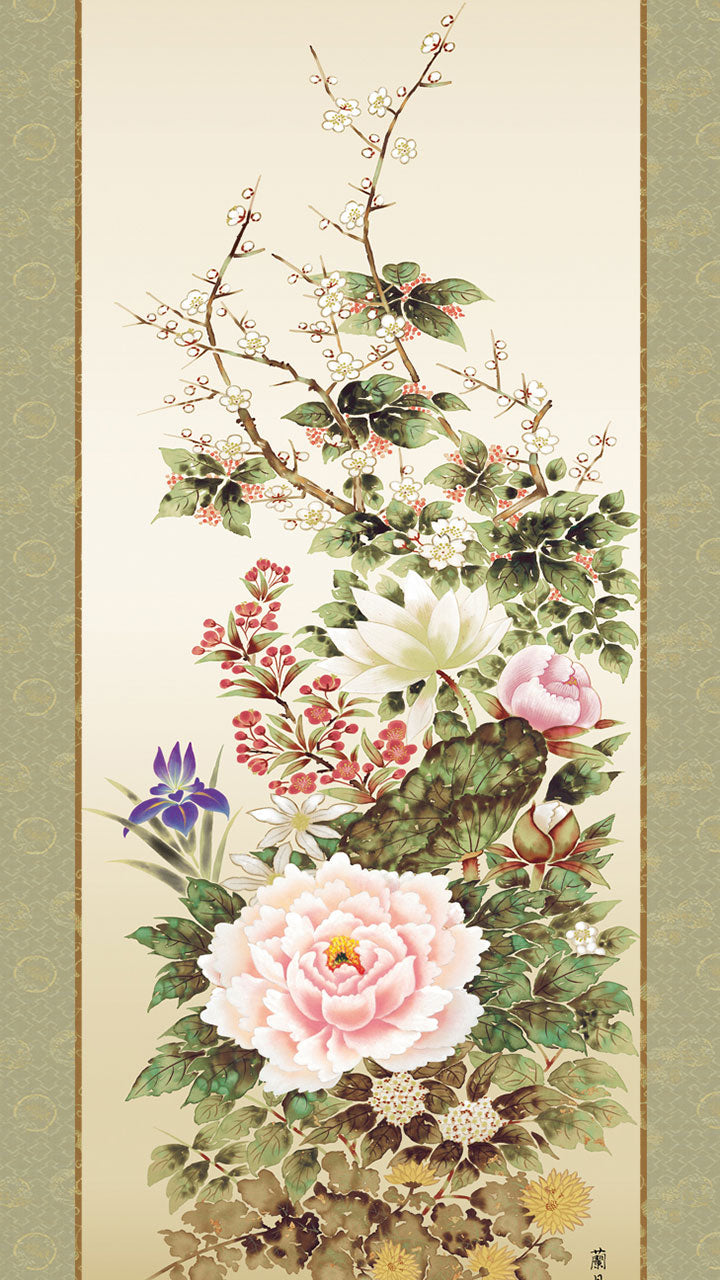 花鳥画掛け軸 名花繚乱 吉井蘭月 – 寿鳳人形の東芸